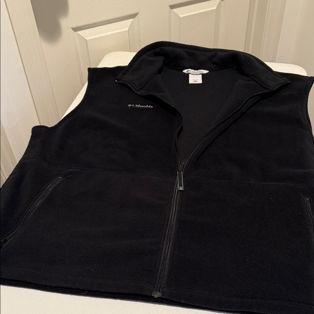 Columbia 3XLT TallMan Dk Blk Fleece Full Zip Up High Collar Outdoor Durable Vest - Picture 12 of 14